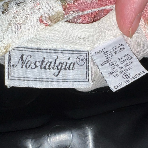 Vintage Nostalgia Pink & Terra Cota Floral Crinkle Lace Maxi Dress Size M - Picture 15 of 15